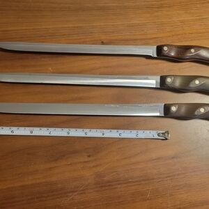 Elegant Brown Handled CUTCO Carving Knives Set